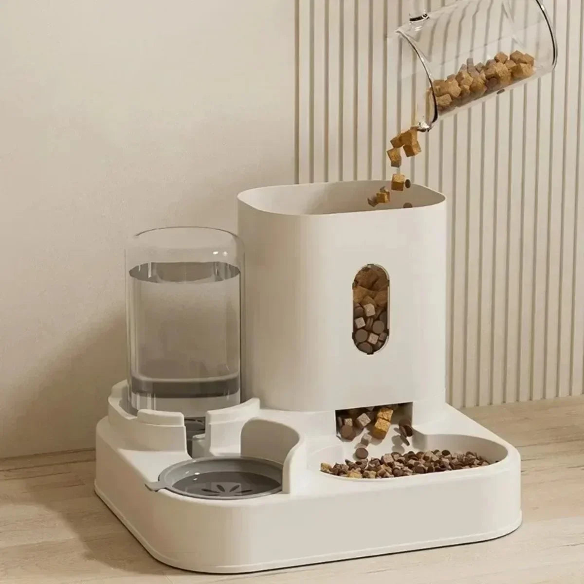 Automatic Pet Feeder and Water Fountain with Large Capacity Food Storage Dispenser for Dogs and Cats